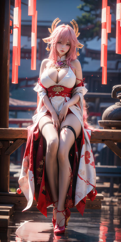 粉色头发_八重神子 - AI美女写真